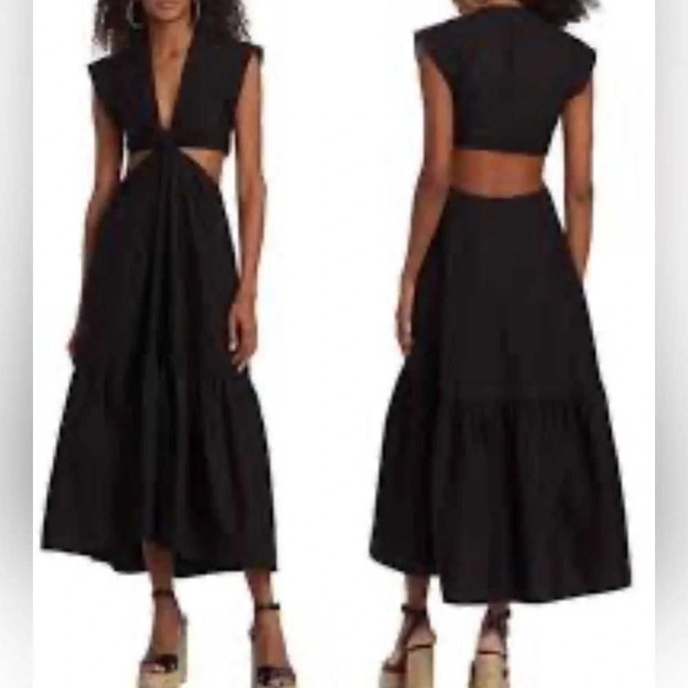 Jason Wu Satin Midi Teal Green Cutout Dress M - Picture 7 of 15